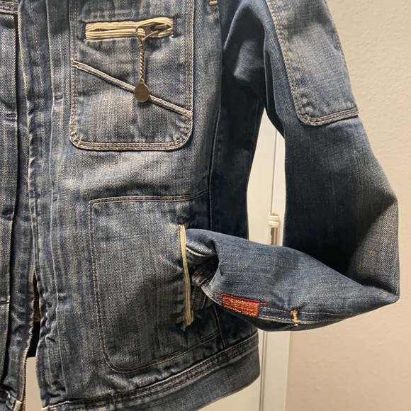 Winter Denim Jacket 100% Cotton 7 for All Mankind zipper closure insulation - Picture 3 of 10